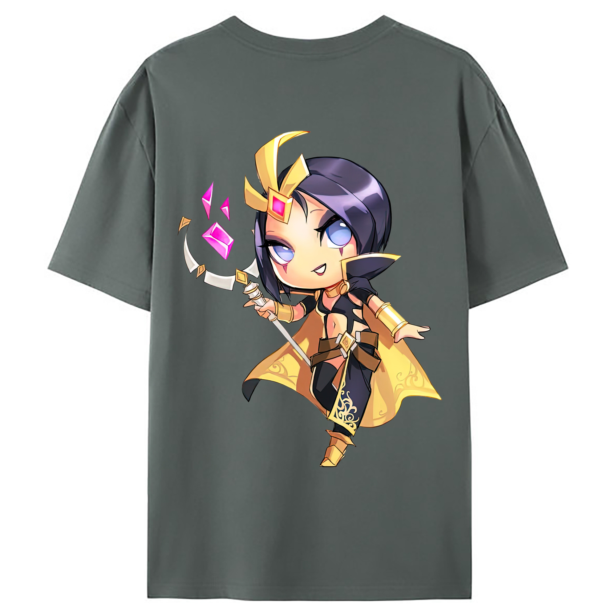 （画像用） リーグ・オブ・レジェンド League of Legends LOL 綿100％ メンズ半袖Tシャツ（バックプリント） 通気性